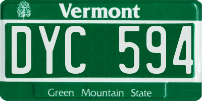 VT license plate DYC594
