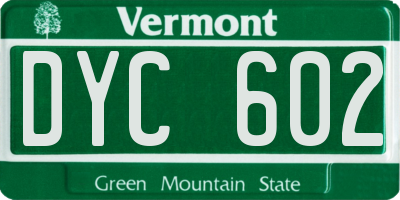 VT license plate DYC602