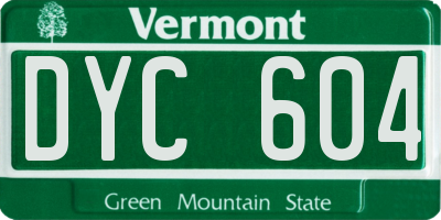 VT license plate DYC604