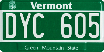 VT license plate DYC605