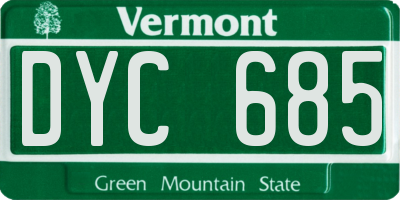 VT license plate DYC685