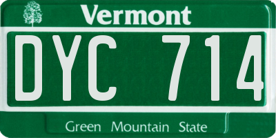 VT license plate DYC714