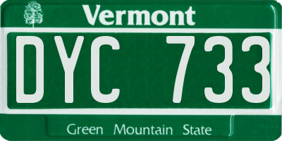 VT license plate DYC733