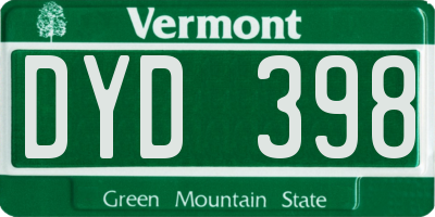 VT license plate DYD398
