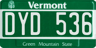 VT license plate DYD536