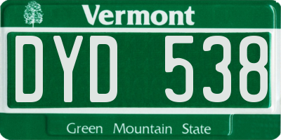 VT license plate DYD538