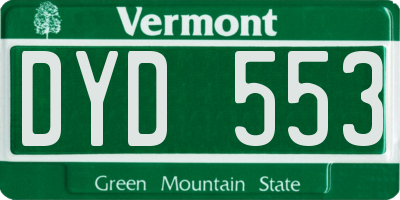 VT license plate DYD553