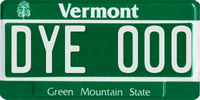 VT license plate DYE000
