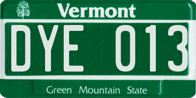 VT license plate DYE013