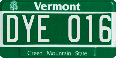 VT license plate DYE016