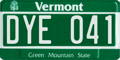 VT license plate DYE041