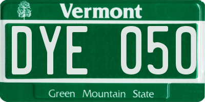 VT license plate DYE050