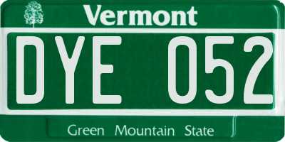 VT license plate DYE052