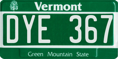 VT license plate DYE367