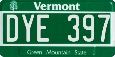VT license plate DYE397