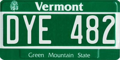 VT license plate DYE482