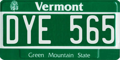 VT license plate DYE565
