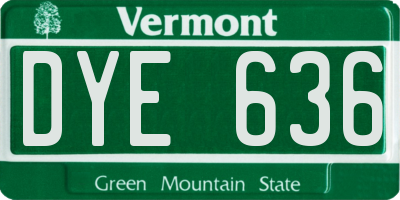 VT license plate DYE636