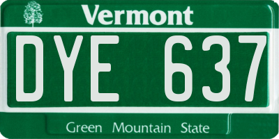 VT license plate DYE637