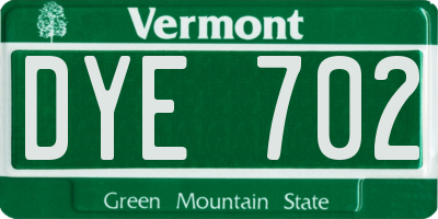 VT license plate DYE702