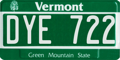 VT license plate DYE722