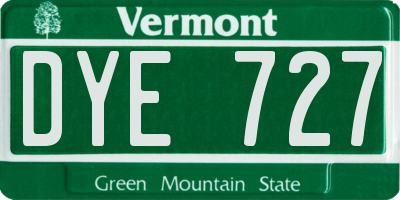VT license plate DYE727
