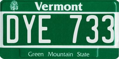 VT license plate DYE733