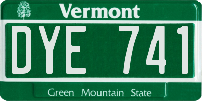VT license plate DYE741