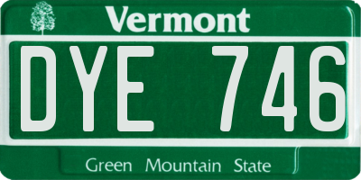 VT license plate DYE746