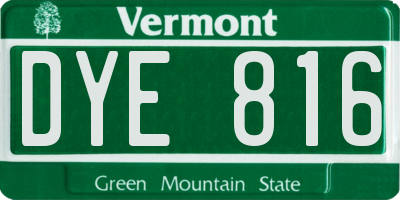 VT license plate DYE816