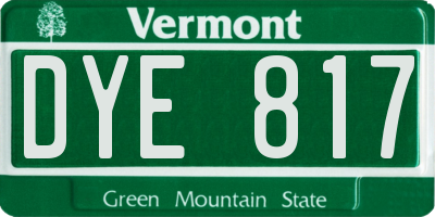 VT license plate DYE817