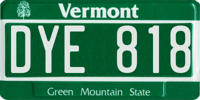 VT license plate DYE818