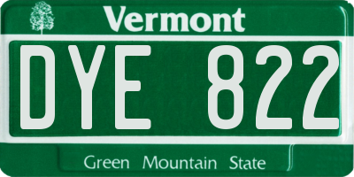 VT license plate DYE822
