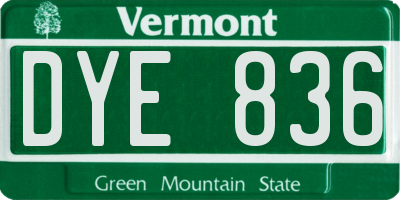 VT license plate DYE836