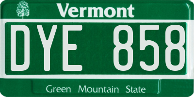 VT license plate DYE858