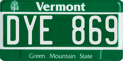VT license plate DYE869