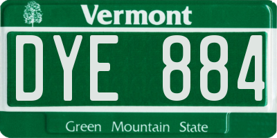 VT license plate DYE884