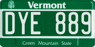 VT license plate DYE889