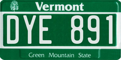 VT license plate DYE891