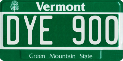 VT license plate DYE900
