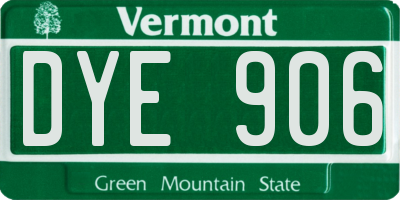 VT license plate DYE906