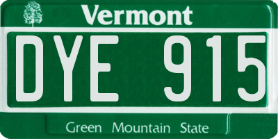 VT license plate DYE915
