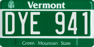 VT license plate DYE941