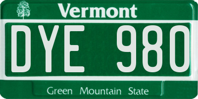 VT license plate DYE980