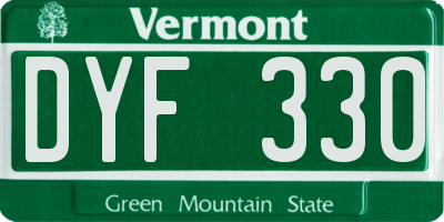 VT license plate DYF330