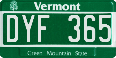 VT license plate DYF365