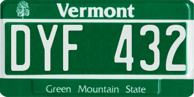 VT license plate DYF432