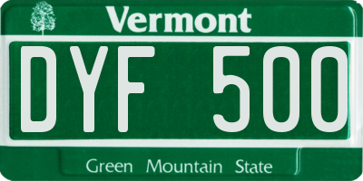 VT license plate DYF500