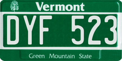 VT license plate DYF523