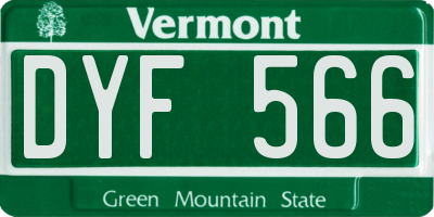VT license plate DYF566